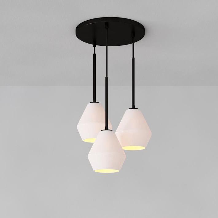 Sculptural Glass 3-Light Geo Chandelier - Milk | West Elm (US)
