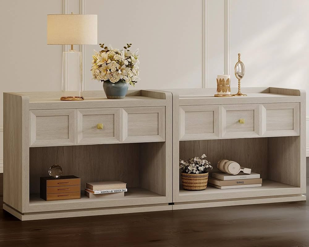 SICOTAS 31" Wide Nightstands Set of 2, Large Night Stands with Drawer, Oversized King Size Nights... | Amazon (US)