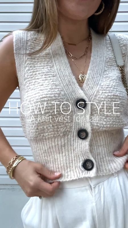 Take 20% off $100 at Urban Outfitters! They have the cutest knit vest right now for fall! This one is so chic and fits true to size. Wearing size small.
Pants are 25% off with code “AFLTK” wearing size xs. 

#LTKSale #LTKunder50 #LTKsalealert