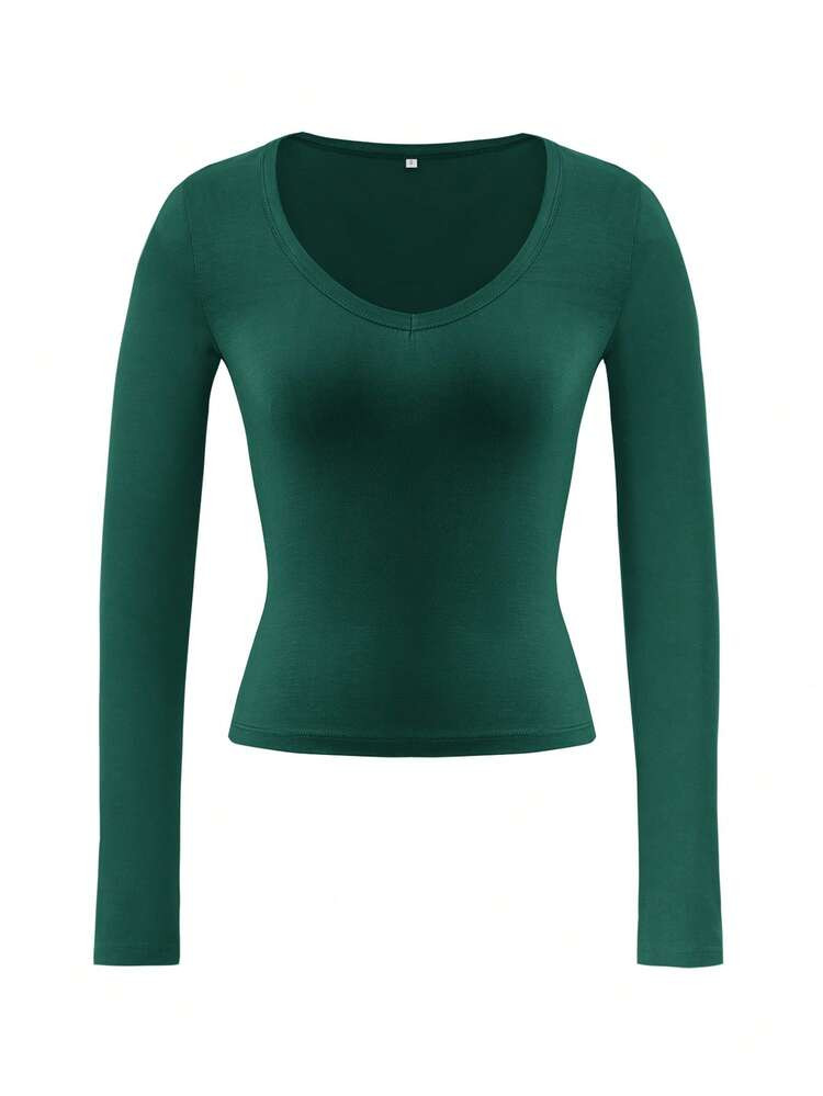 Vaiaye Women's Slim-Fit V-Neck Sexy Long-Sleeve Y2K Christmas Undershirt | SHEIN