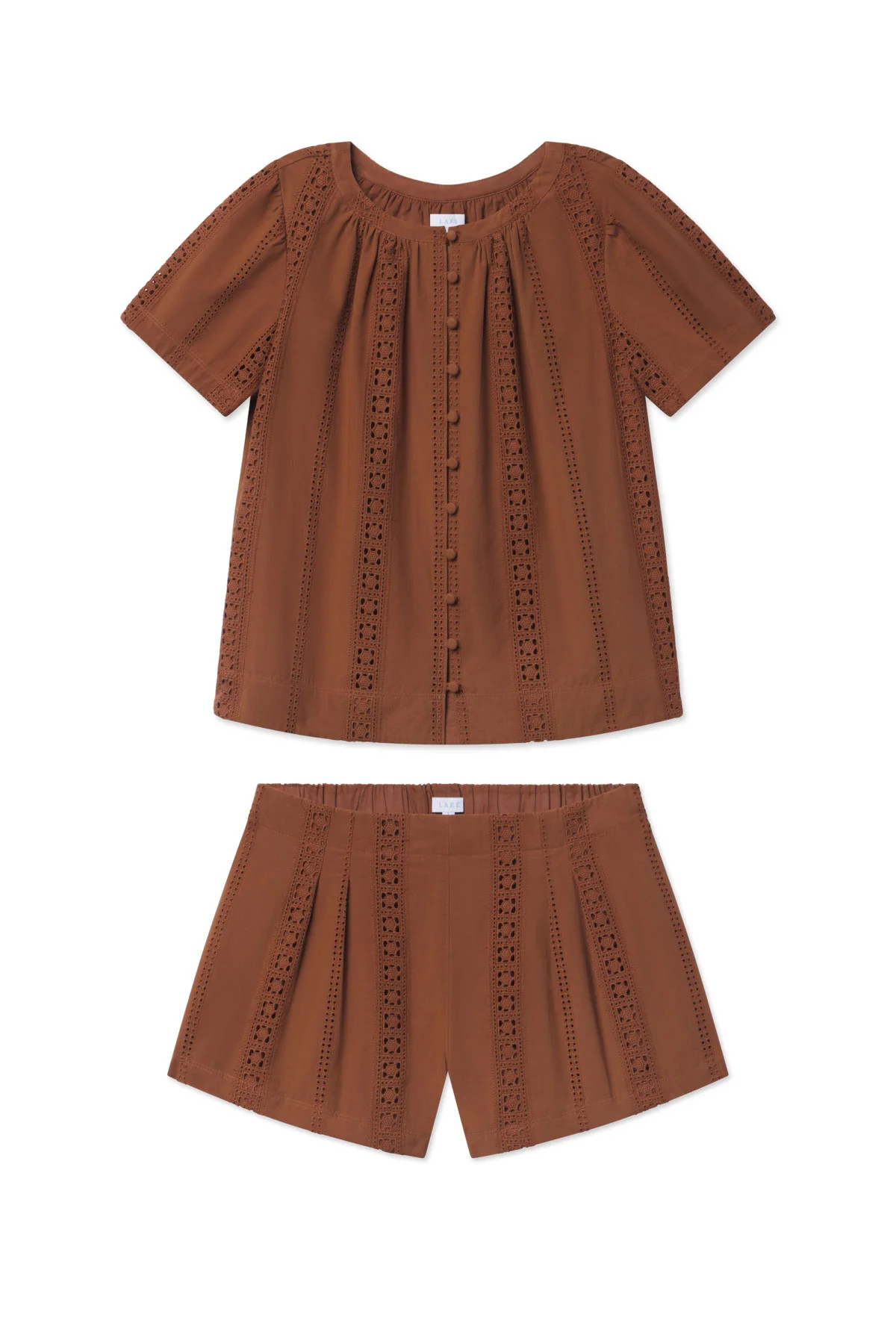 Cafe Shorts Set in White Eyelet | Lake Pajamas