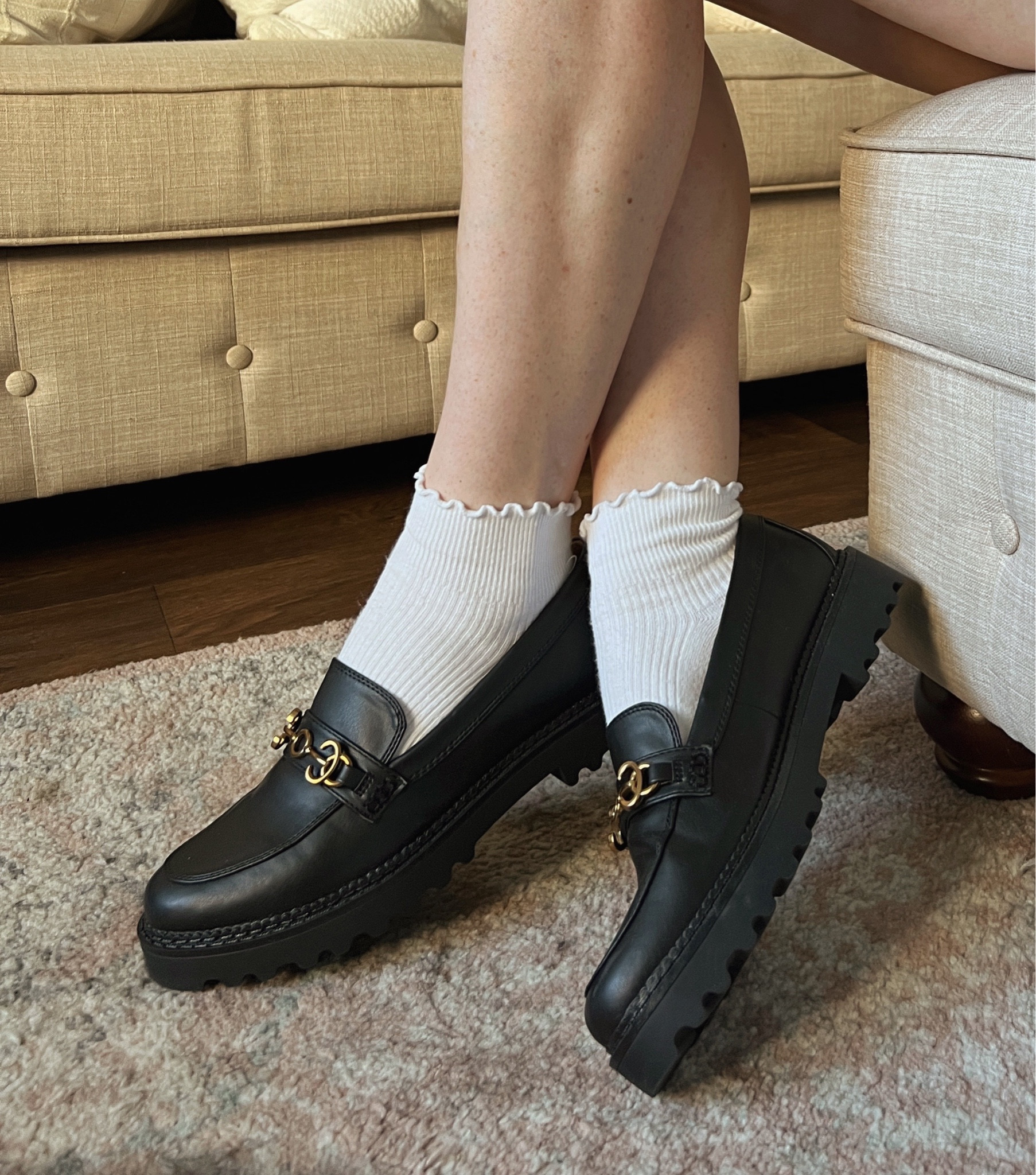 Black loafers with gold chain!! Styled with ruffle socks

(search words: black fall shoes, fall accessories, ruffle crew socks)

#LTKunder50 #LTKstyletip #LTKshoecrush 

#LTKunder100 #LTKSeasonal #LTKworkwear
