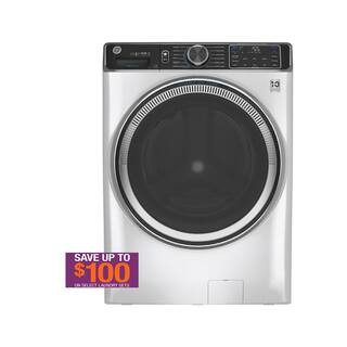 GE 5.0 cu. ft. Smart White Front Load Washer with OdorBlock UltraFresh Vent System with Sanitize ... | The Home Depot