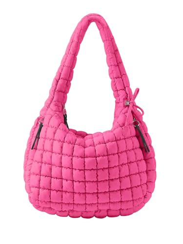 ASWACA Puffer Quilted Tote Bag for Women Nylon Crossbody Bags with Adjustable Straps Puffy Purse Hobo Large Shoulder Bag Trendy | Amazon (US)
