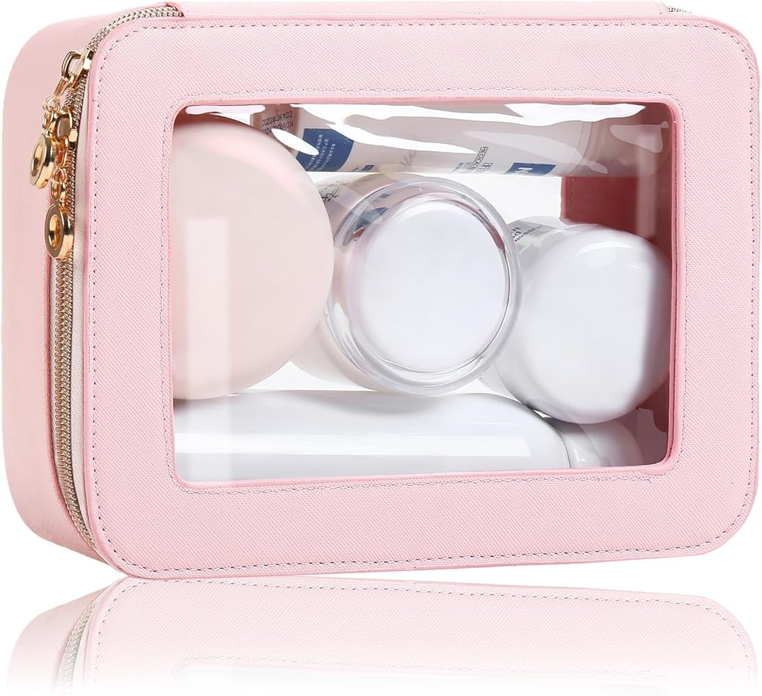 Clear Makeup Bags Case with Zipper, Heavy Duty Travel Cosmetic Case Toiletry Bag for Traveling, T... | Amazon (US)