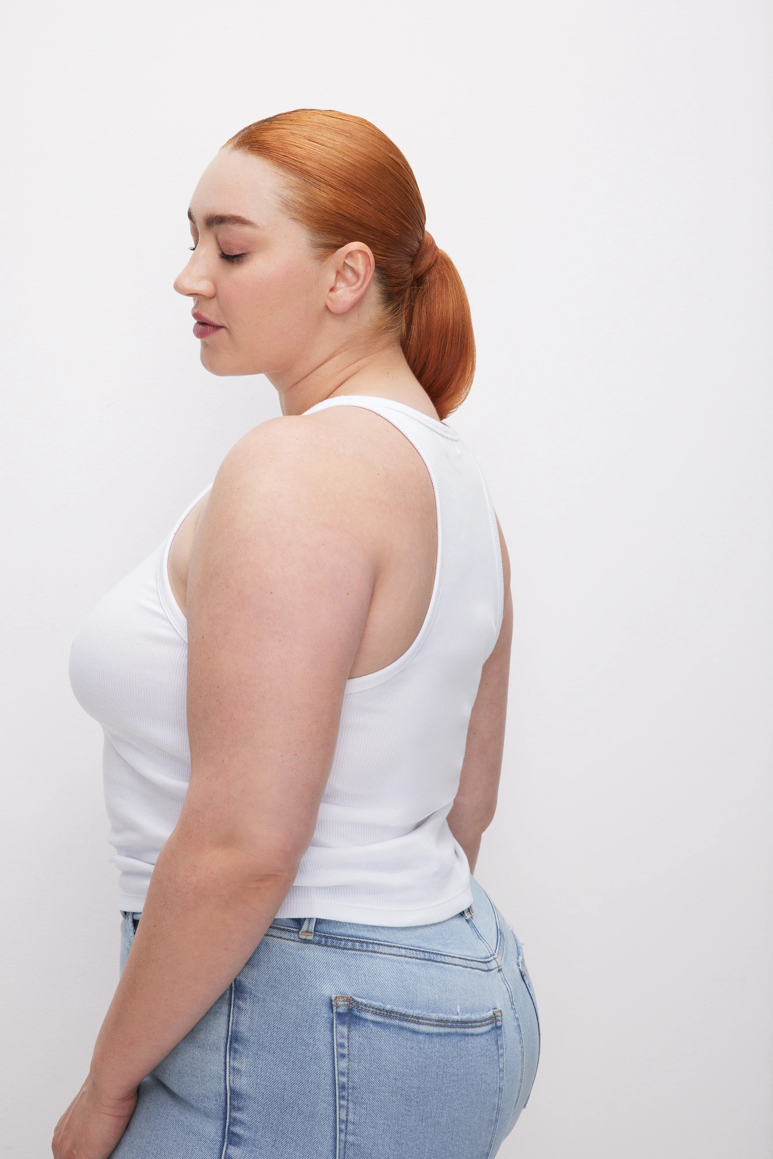 MICRO RIB CREWNECK TANK | WHITE001 - GOOD AMERICAN | Good American