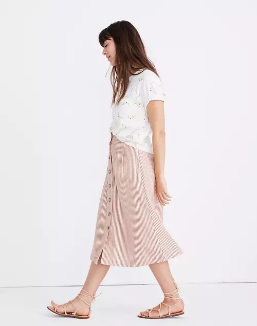 Patio Button-Front Midi Skirt in Clay Stripe | Madewell