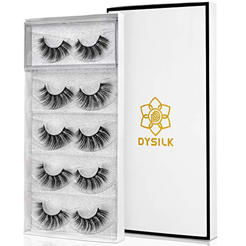 DYSILK Lashes Wispy Eyelashes - False Eyelashes 5 Pairs 6D Mink Lashes - Fake Eyelashes Natural Look Like Extensions Strip Lashes Fluffy Lash Pack | 007-18mm | Amazon (US)