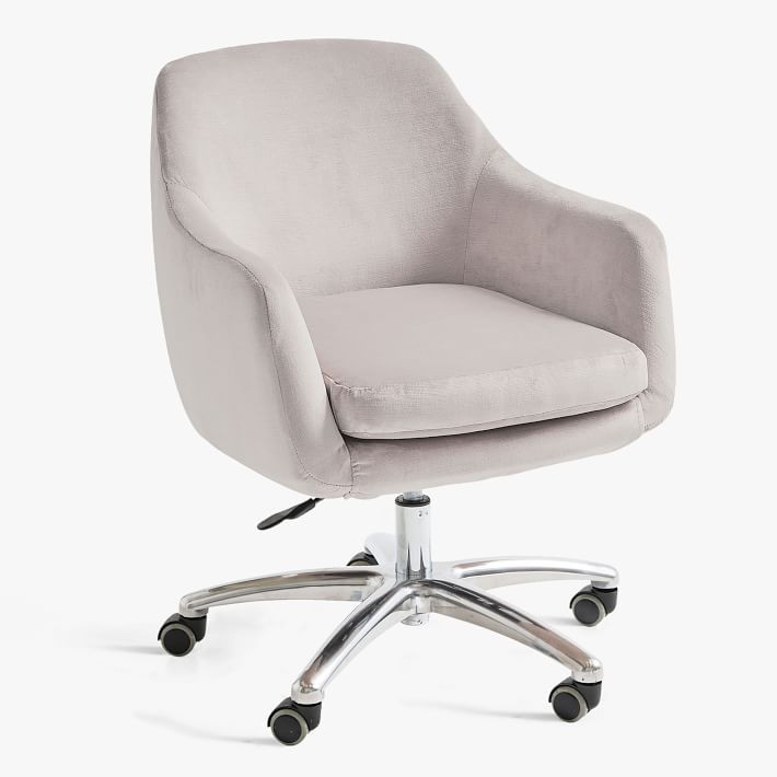 Performance Everyday Velvet Baylor Swivel Desk Chair - Gray | Pottery Barn Teen