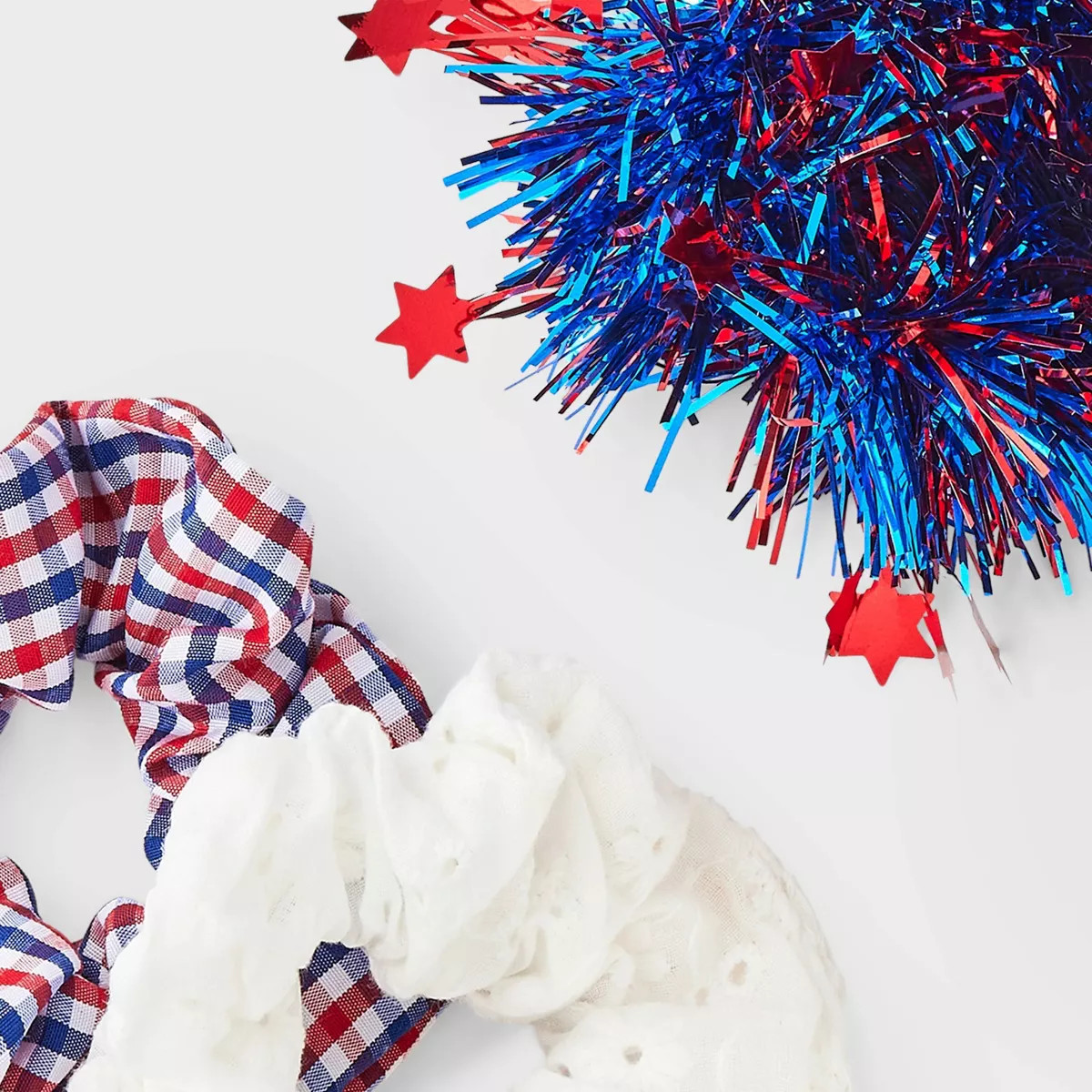 Americana Plaid and Tinsel Hair Twister Set 3pc - Red/White/Blue | Target