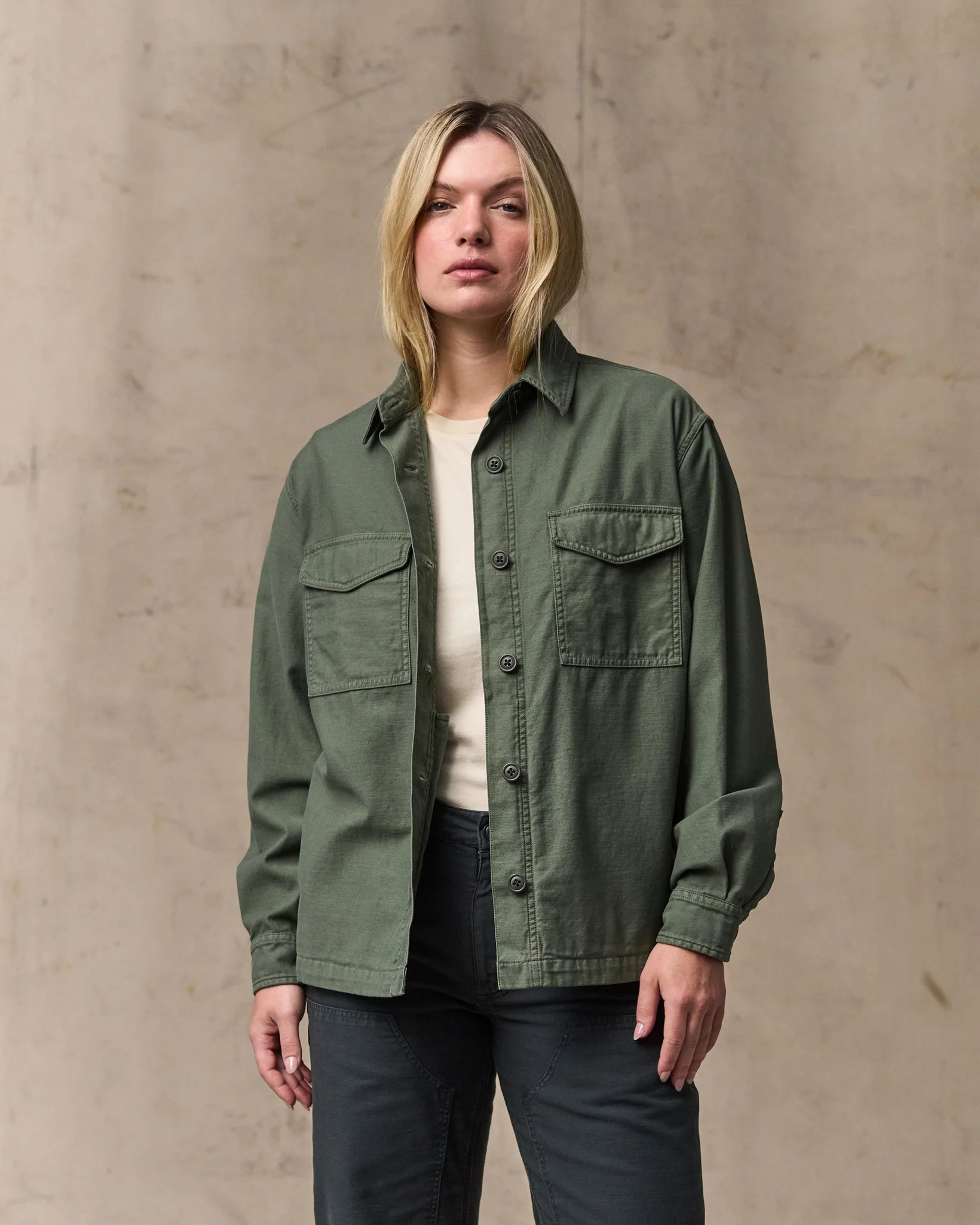 Women's Reverse Sateen Jac-Shirt - Service Green | Filson | Filson