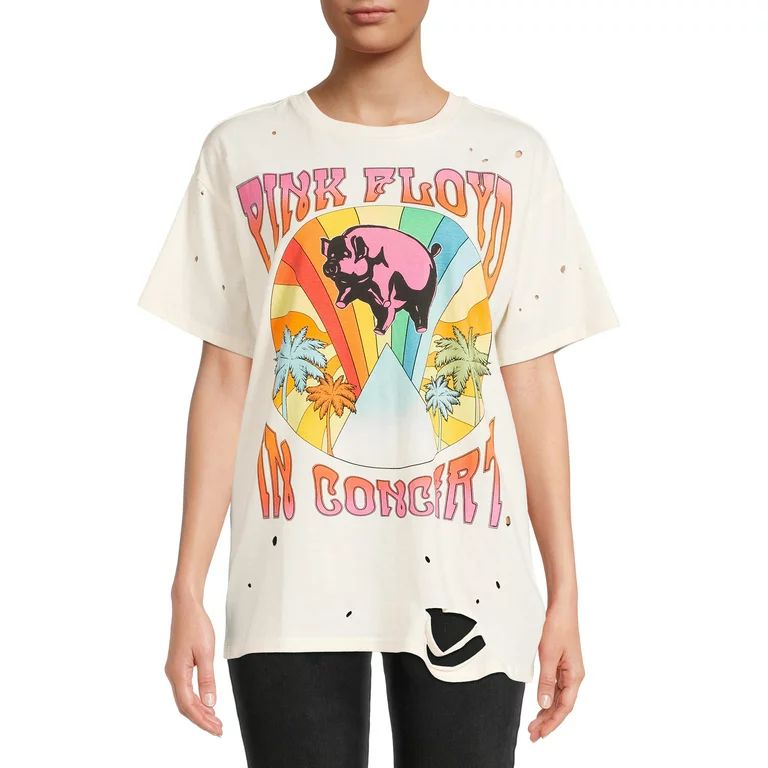 Pink Floyd Women's Juniors Short Sleeve Laser Cut Graphic Tee - Walmart.com | Walmart (US)