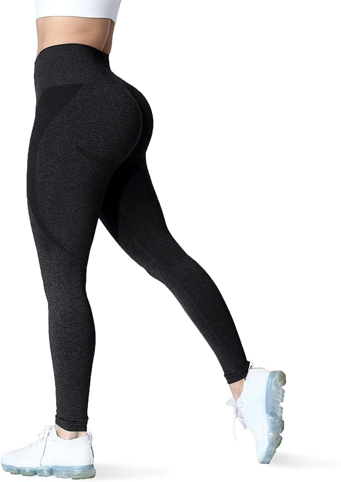 Aoxjox Workout Seamless Leggings for Women Smile Contour High Waisted Athletic Yoga Pants Tights ... | Amazon (US)