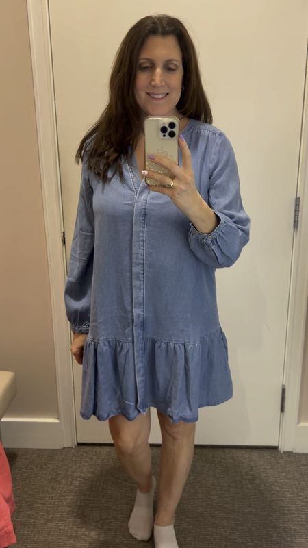 You wouldn’t believe how soft this chambray dress is! The ruffle detail on the bottom is the cutest and also the sleeve detail. It’s lightweight and a great dress for Spring. This dress is under $50! 

#LTKsalealert #LTKSpringSale