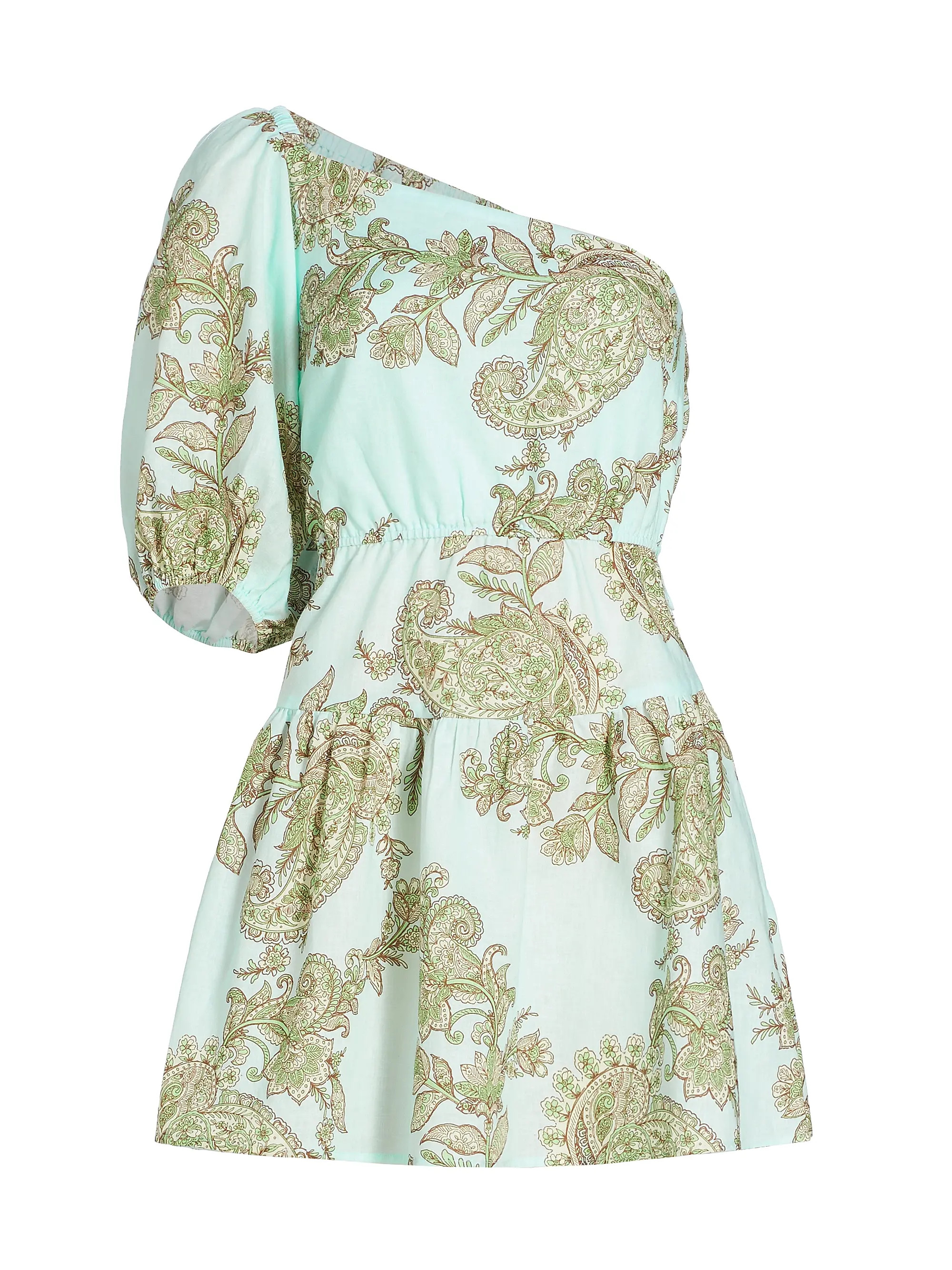 Zoe Paisley Linen One-Shoulder Minidress | Saks Fifth Avenue