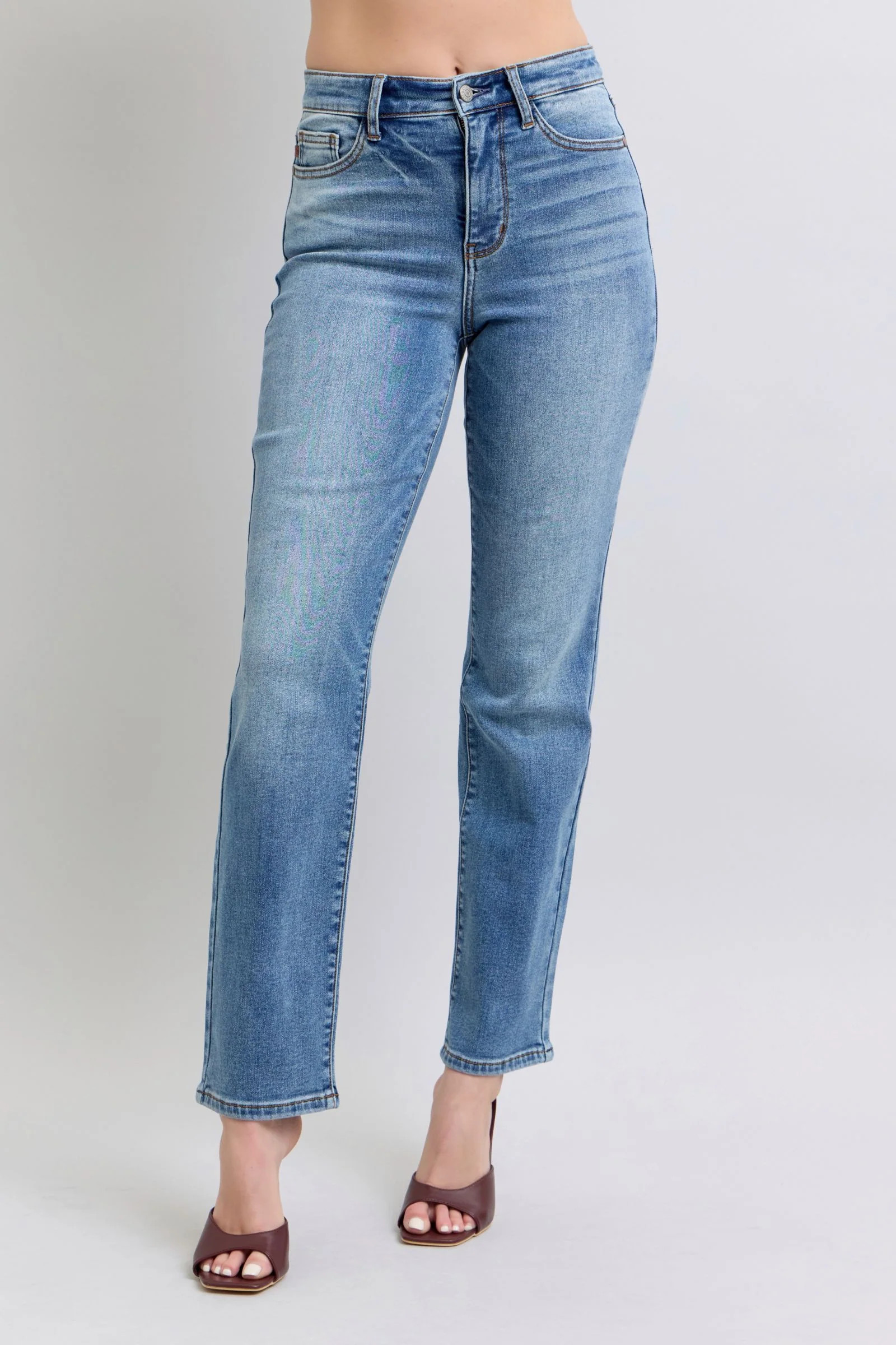 Full Size Wash Thermal Straight Jeans with Pockets | Medium / 0(24) | Casual Chic Boutique