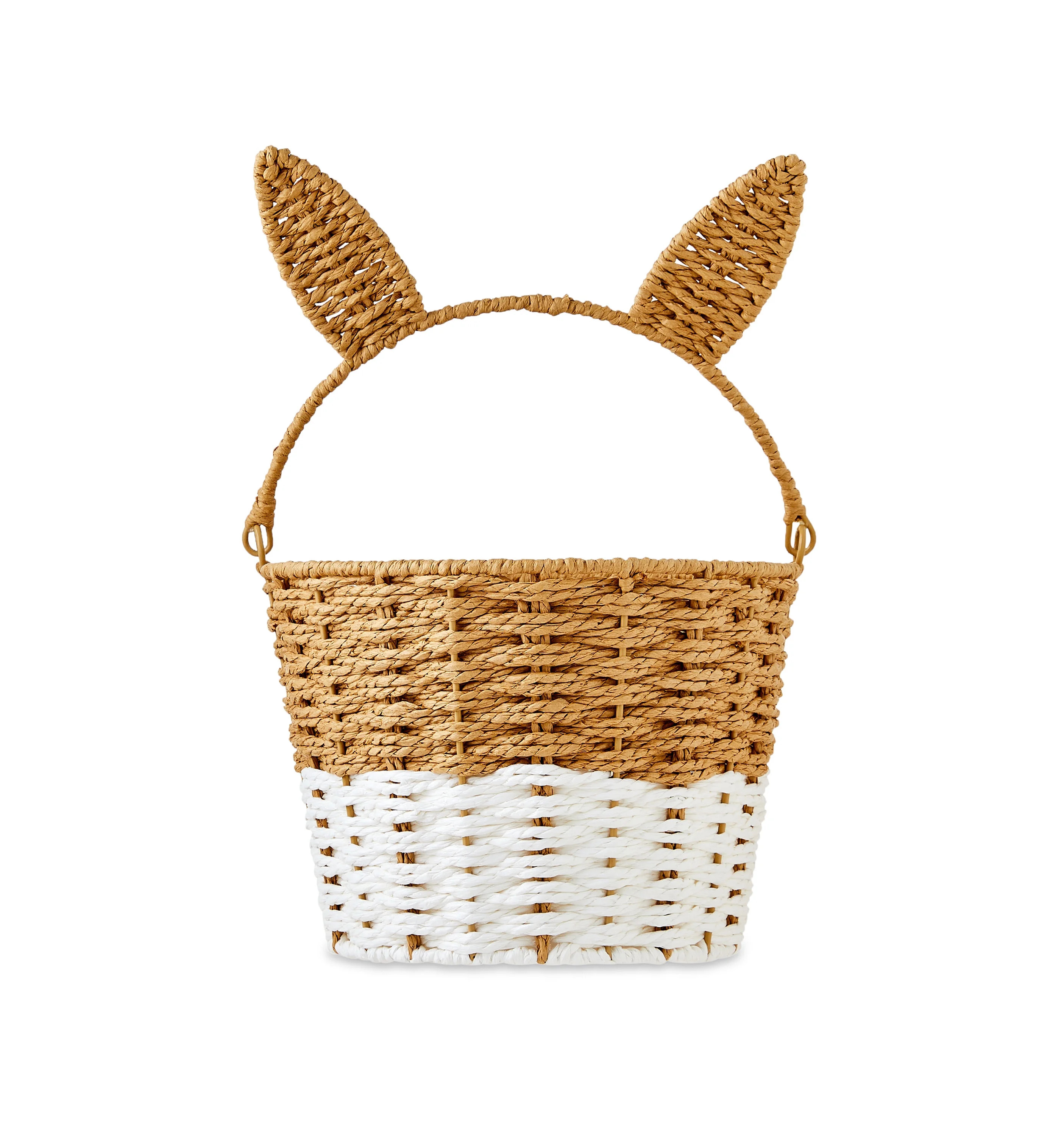 Easter Natural and White Paper Bunny Ear Basket, 9 in x 14.5 in, by Way To Celebrate | Walmart (US)