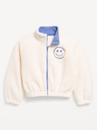 Mock-Neck Embroidered Sherpa Full-Zip Jacket for Girls | Old Navy (US)