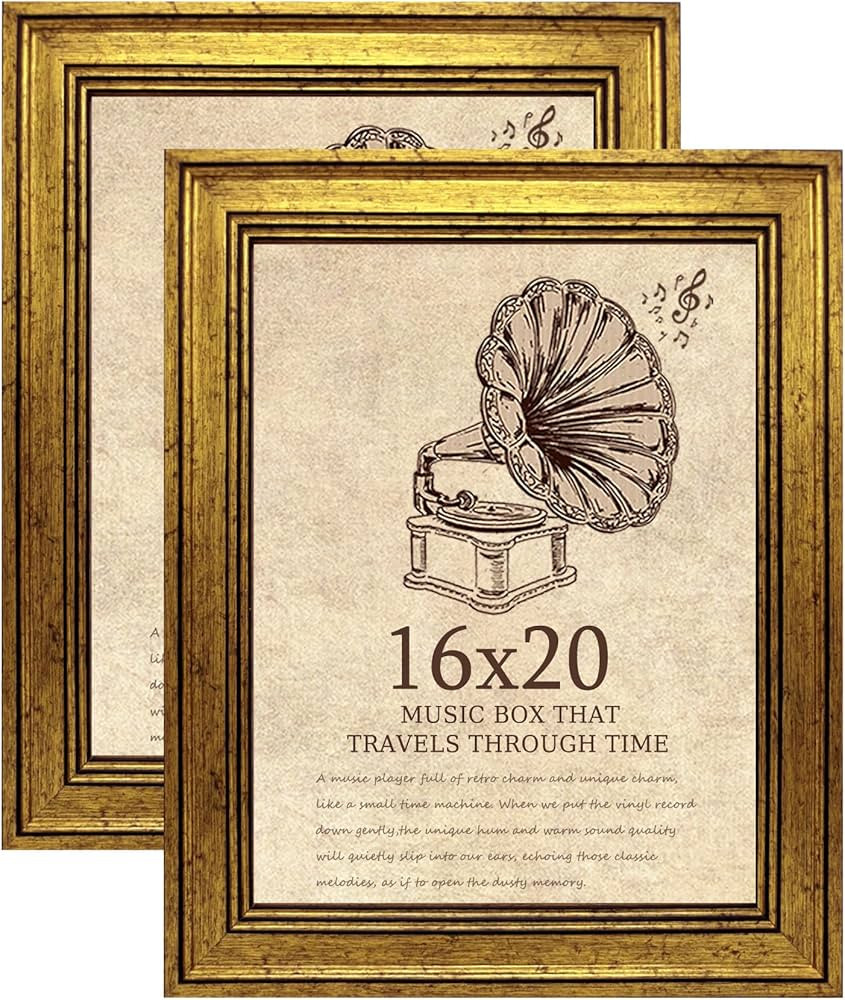 16x20 Picture Frame with Real Glass set of 2-Vintage Frames - Antique Style Frames for Wall - Orn... | Amazon (US)