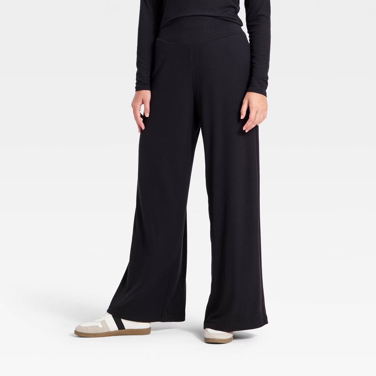 Women's Ribbed Knit High-Rise Wide Leg Pants - All In Motion™ | Target