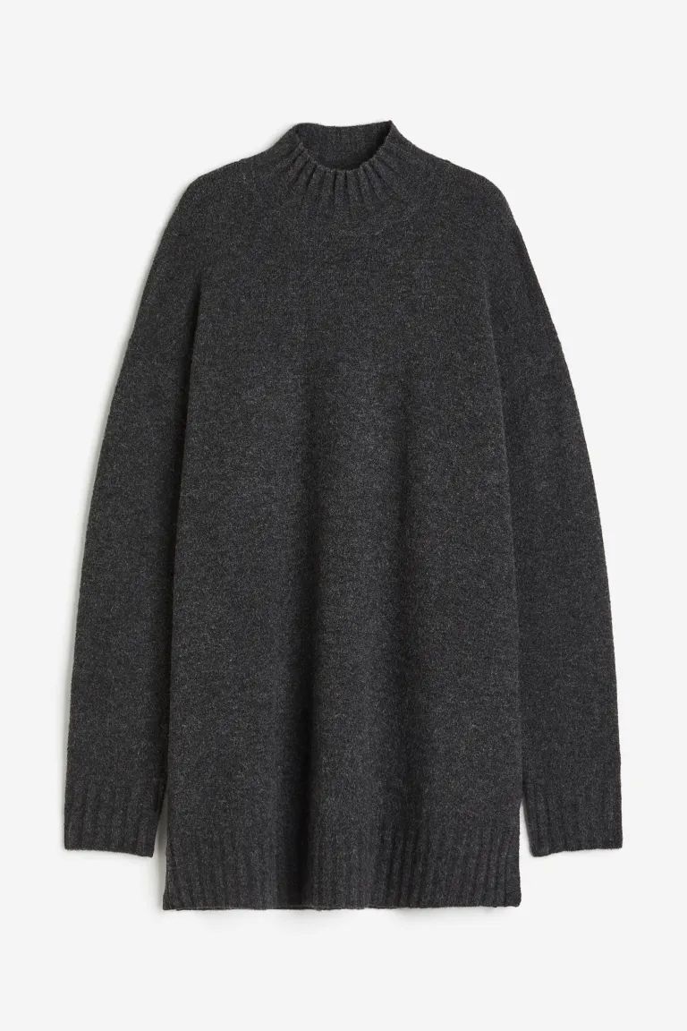 Mock Turtleneck Sweater - Dark gray melange - Ladies | H&M US | H&M (US + CA)