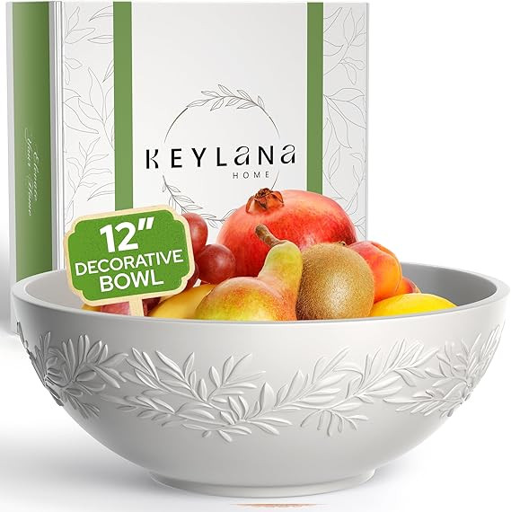 Concrete Fruit Bowl for Kitchen Counter 12in - Large Multipurpose Decorative Bowl for Home Decor,... | Amazon (US)