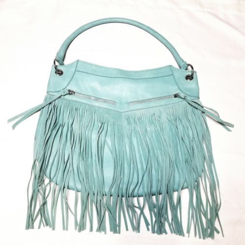 Teal Fringe Soft Leather Hobo Handbag/sholder | eBay US