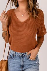 Ribbed V-Neck Knit Top | Goodnight Macaroon