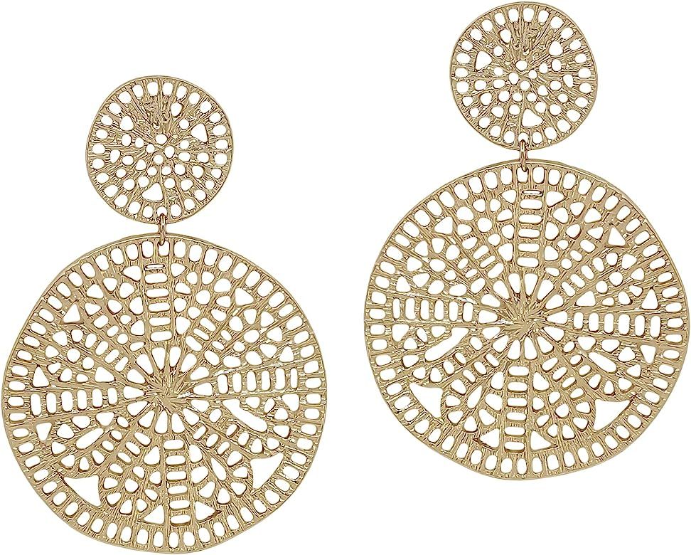 KALLACALLA Filigree Post Earrings, Geometric Earrings, Drop Gold Earrings, Dangle Earrings, Gift ... | Amazon (US)