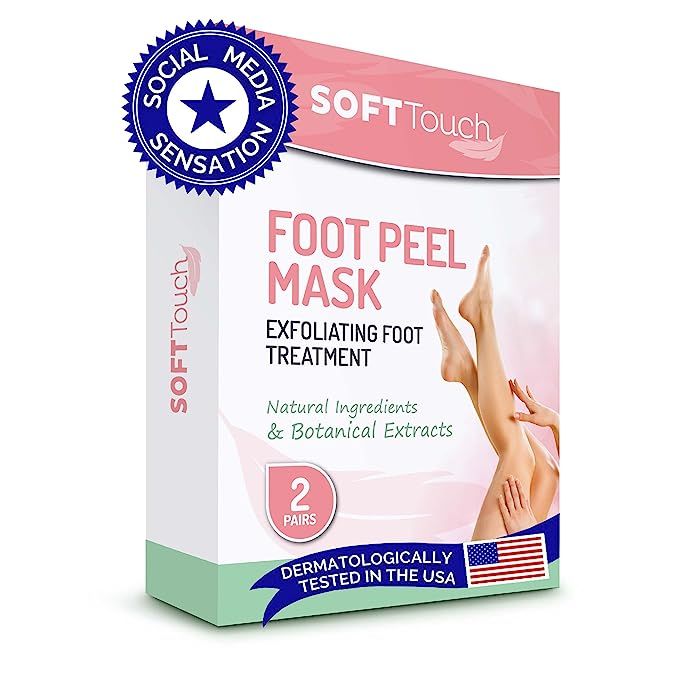 Soft Touch Foot Peel Mask - Pack of 2 Feet Peeling Masks for Dry, Cracked Heels & Calluses - Exfo... | Amazon (US)