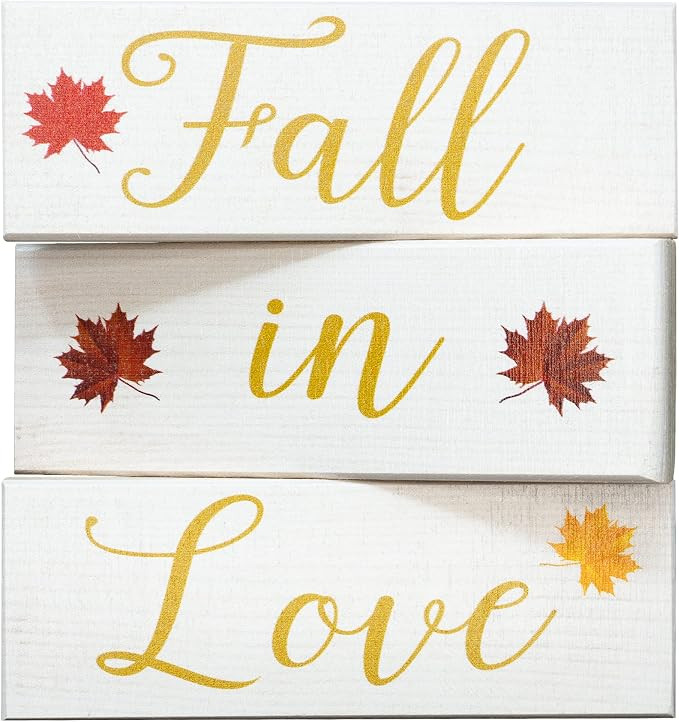Fall in Love Wooden Blocks - Fall Decor, Wedding and Bridal Showers, Thanksgiving and Harvest Dis... | Amazon (US)