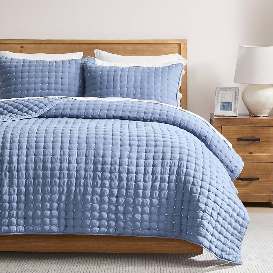WDCOZY Blue Queen Size Quilt Bedding Sets with Pillow Shams, Lightweight Soft Bedspread Coverlet,... | Amazon (US)