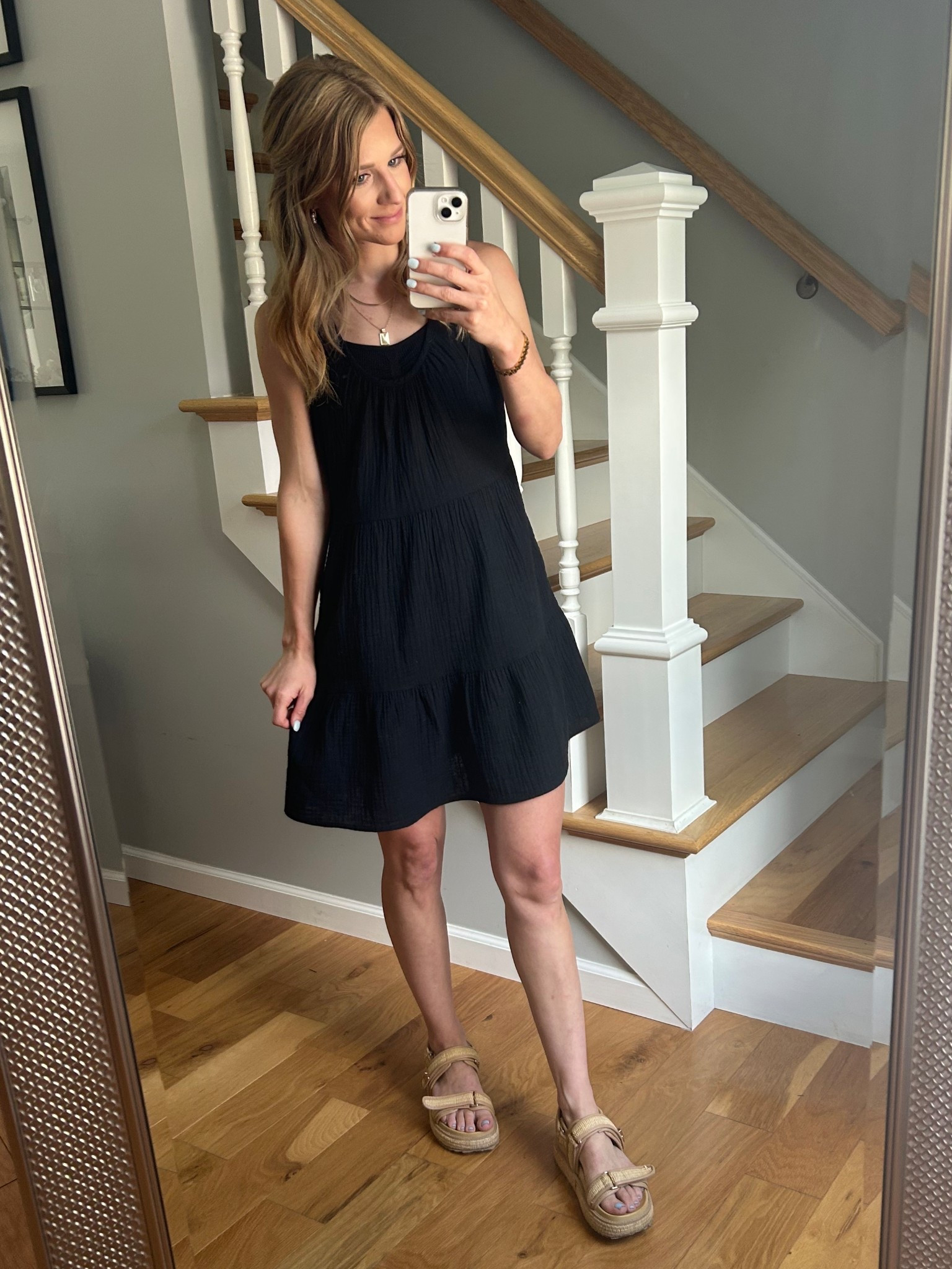 Sunday Dress and doubles as a swim coverup. Linen black sun dress 
