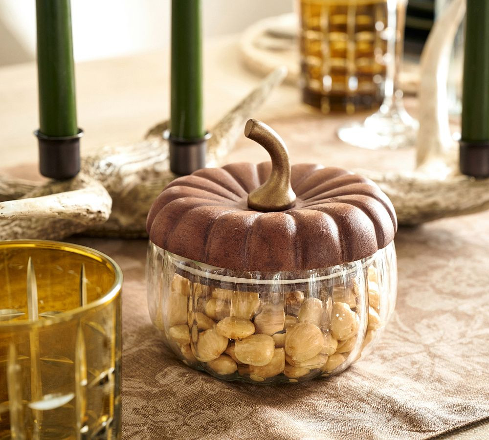 Glass Pumpkin Lidded Snack Bowl | Pottery Barn (US)