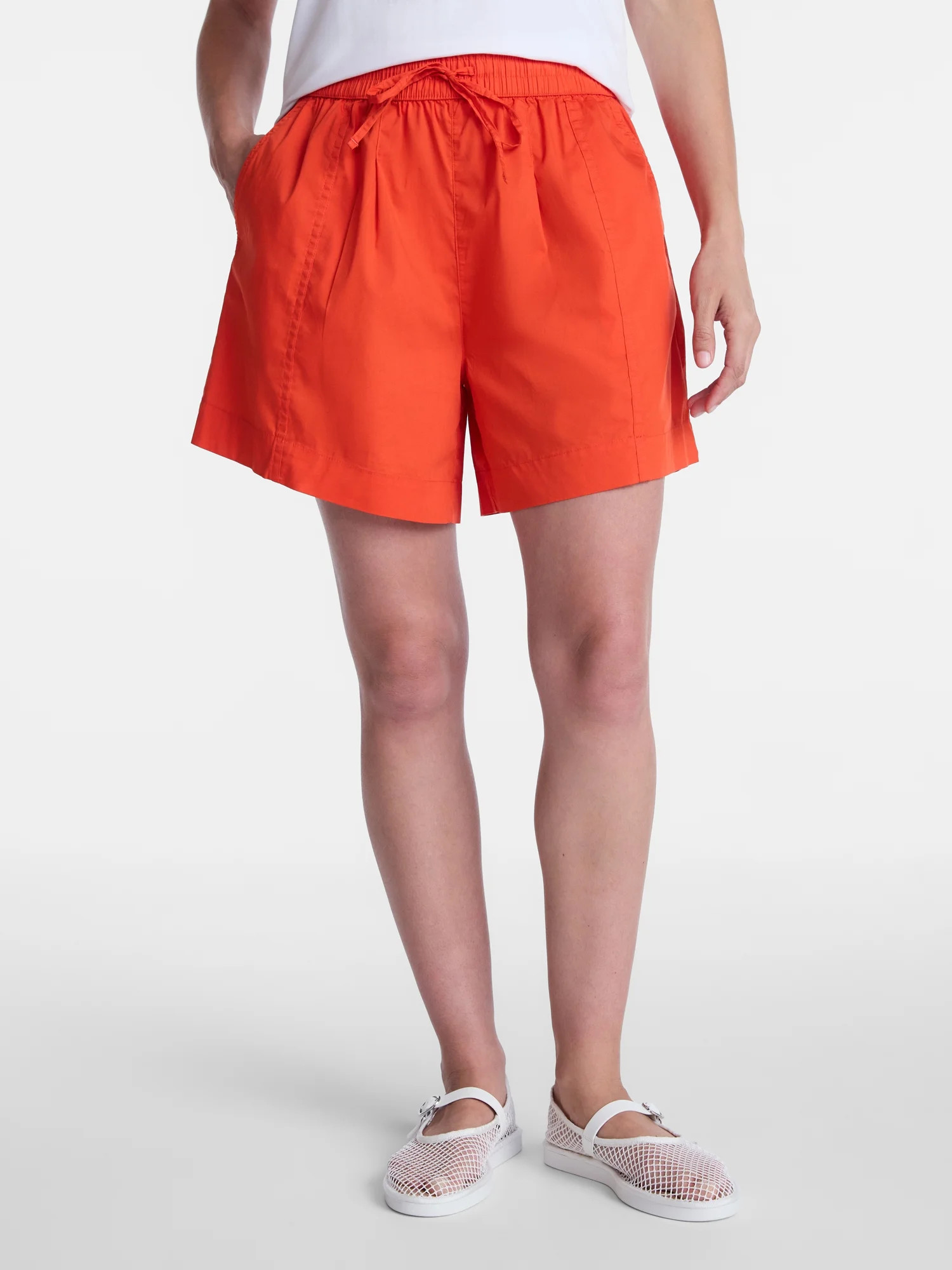 Time and Tru Women’s Mid Rise Poplin Shorts, Sizes XS-XXXL | Walmart (US)