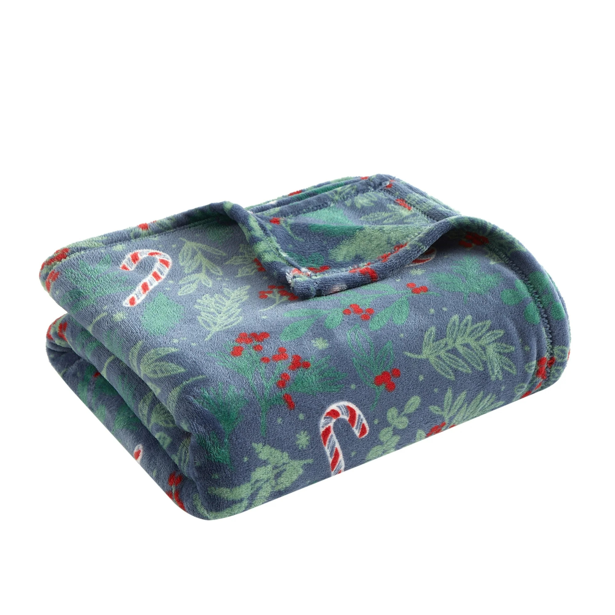 Holiday Time Cozy Christmas Plush Candy Cane Throw Blanket, Standard Size, All Ages | Walmart (US)