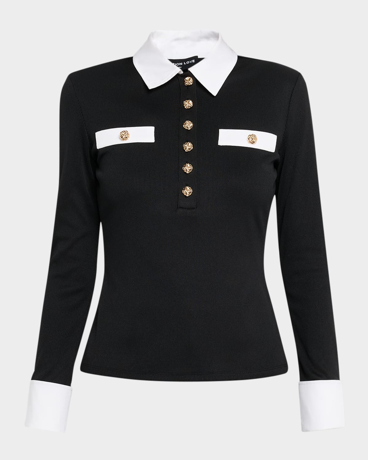 Asher Long-Sleeve Poplin Combo Top | Neiman Marcus