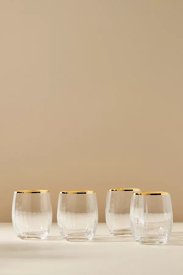 Waterfall Stemless Wine Glasses, Set of 4 | Anthropologie (US)