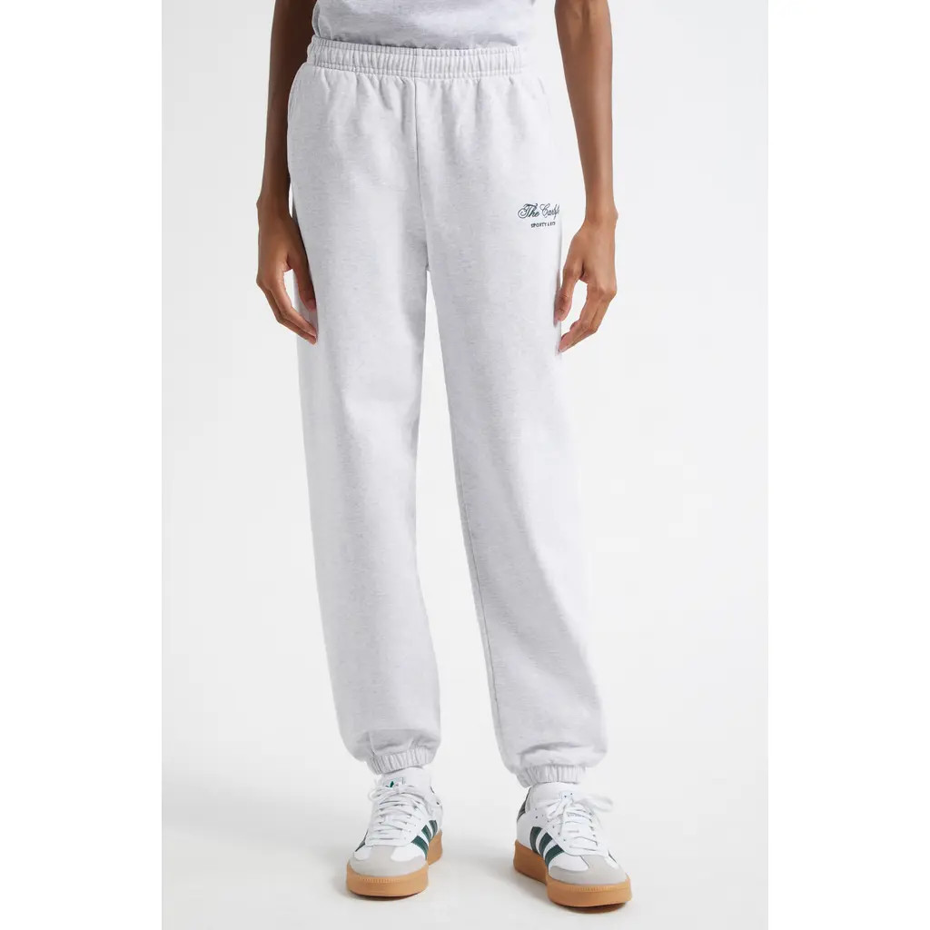 Sporty & Rich x The Carlyle Embroidered Logo Cotton Fleece Sweatpants in Heather Gray at Nordstrom, Size X-Large | Nordstrom