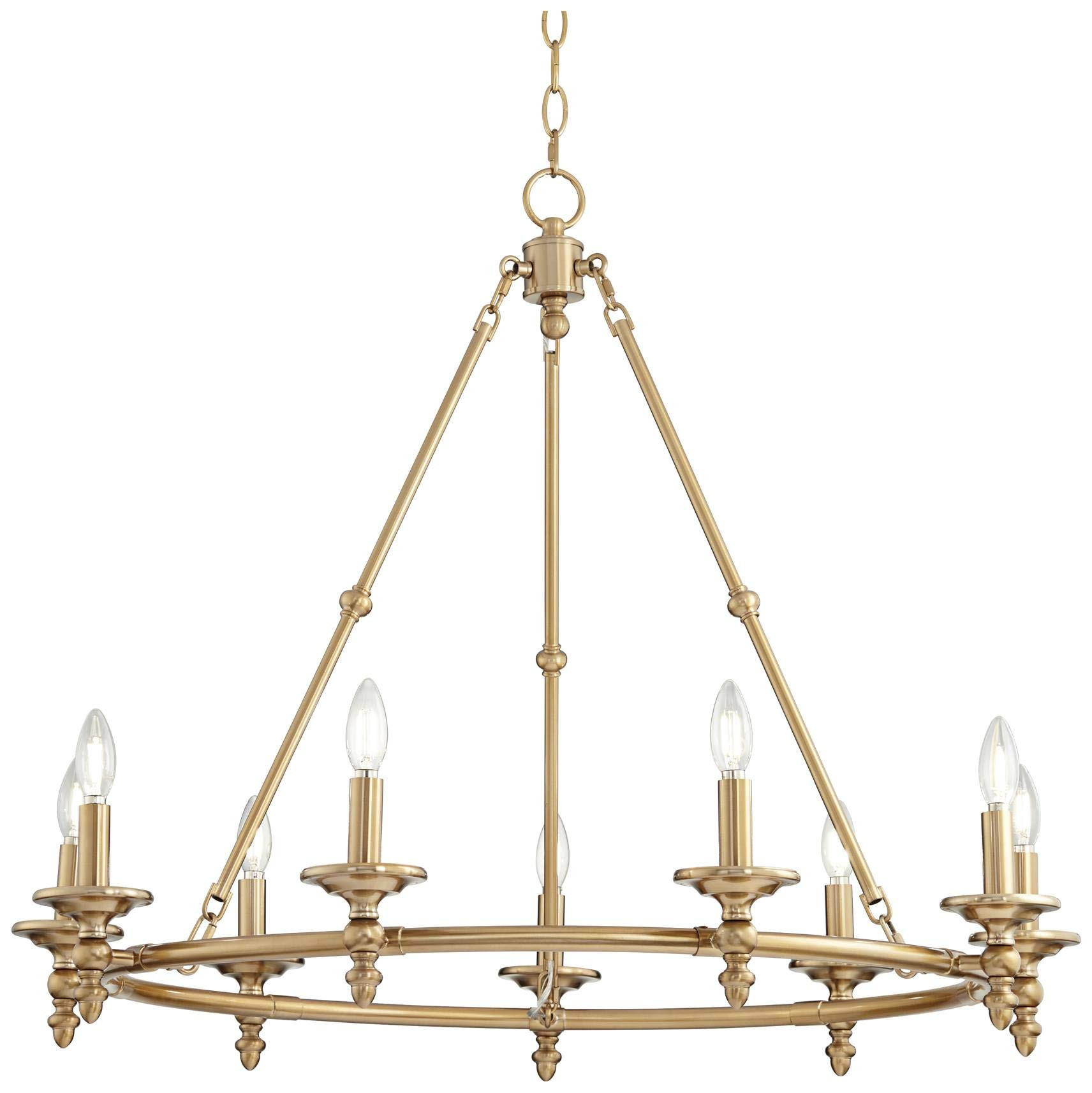 Stiffel Hartley Warm Antique Gold Wagon Wheel Chandelier Lighting 35" Wide Farmhouse Rustic 9-Lig... | Amazon (US)