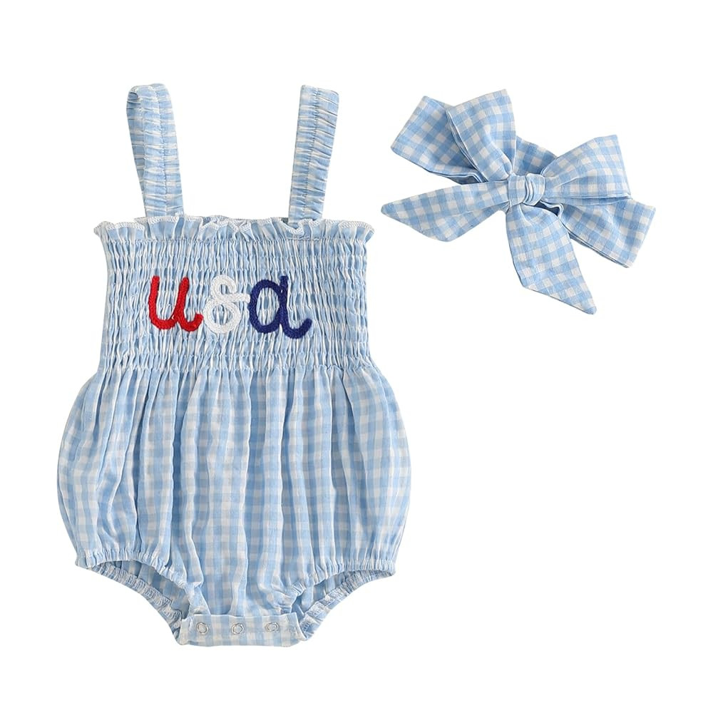 Kuriozud 4th of July Outfits Baby Girl USA Romper Fourth of July Onesie Independence Day Bodysuit... | Amazon (US)