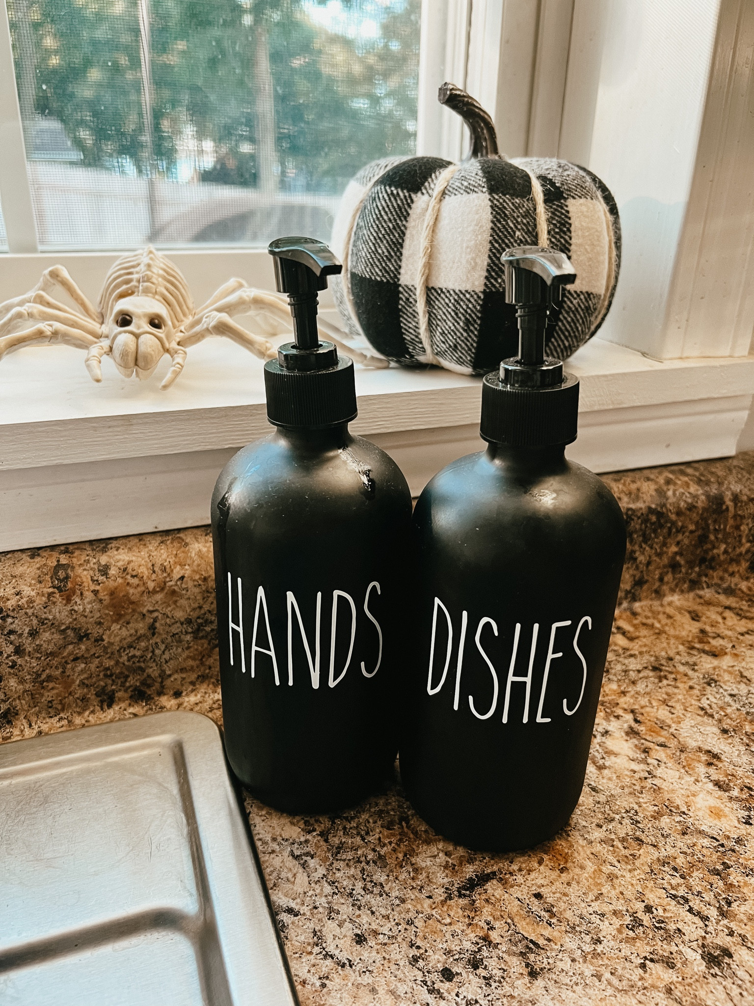 Black + White, glass hand soap and dish soap dispenser.

#LTKhome #LTKHalloween #LTKSeasonal