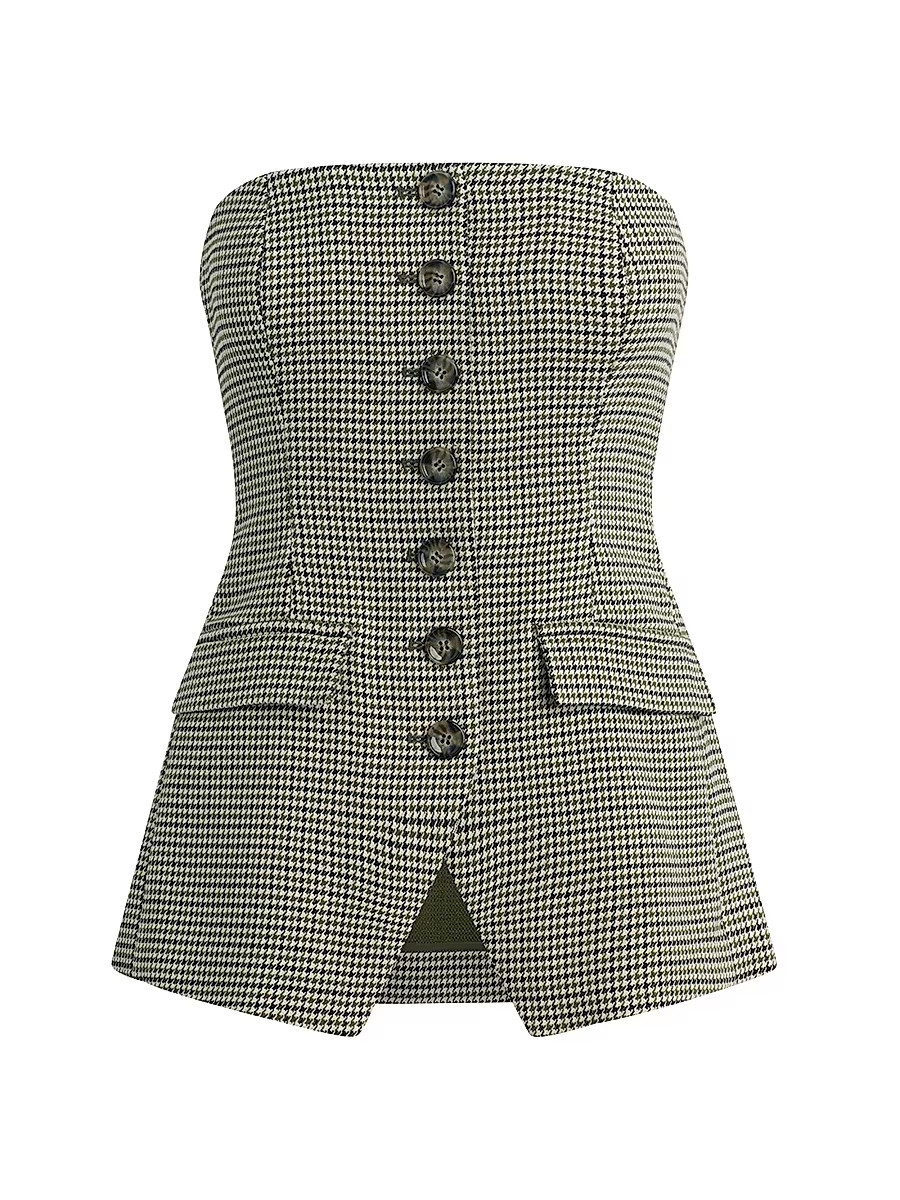 Women's Phoebe Houndstooth Bustier - Grey - Size 0 | Saks Fifth Avenue