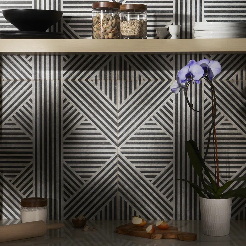 Tribeca Black and White 24" x 24" Porcelain Decorative Wall & Floor Tile (15.49 Sq. Ft. / Case) | Wayfair North America