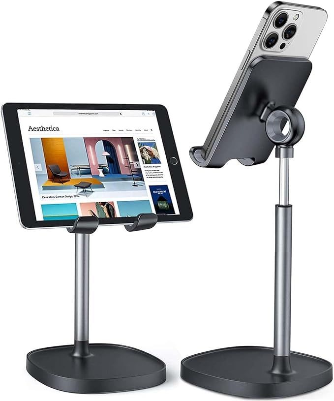 LISEN Cell Phone Stand, Height Angle Adjustable Phone Holer for Desk, Taller Office Desk Accessor... | Amazon (US)