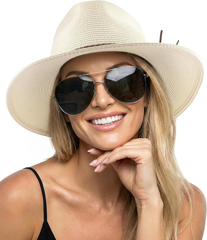 FURTALK Sun Hats for Women Summer Wide Brim UV UPF 80+ Panama Fedora Foldable Packable Straw Beac... | Amazon (US)