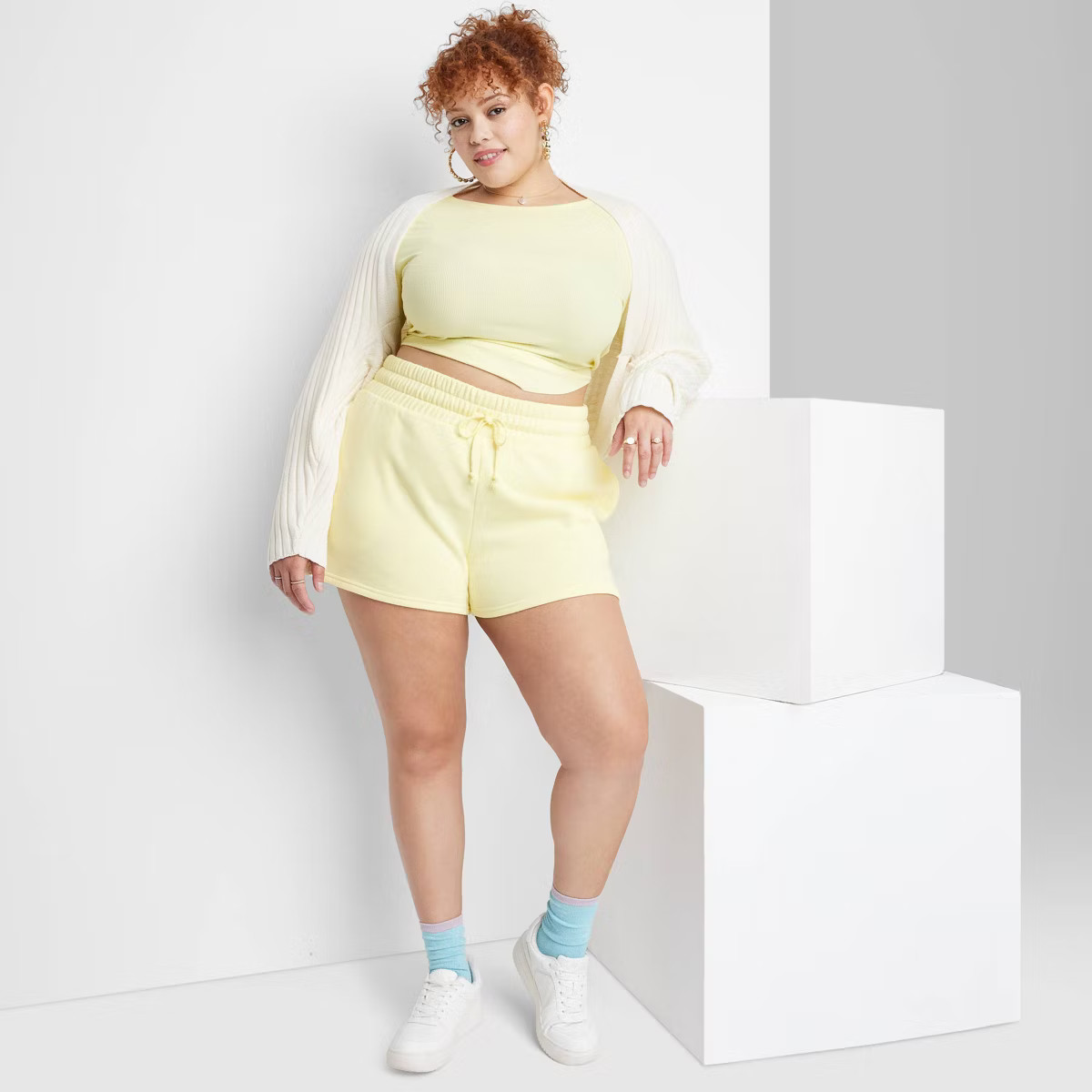 Women's Pull-On Perfect Fleece Shorts - Wild Fable™ Light Yellow XXL | Target