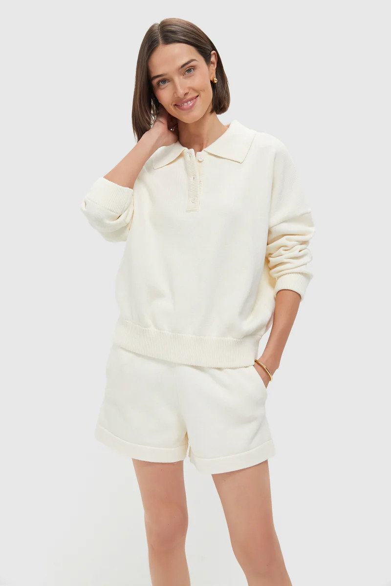 Ivory Knit Bode Polo Sweater | Tuckernuck (US)