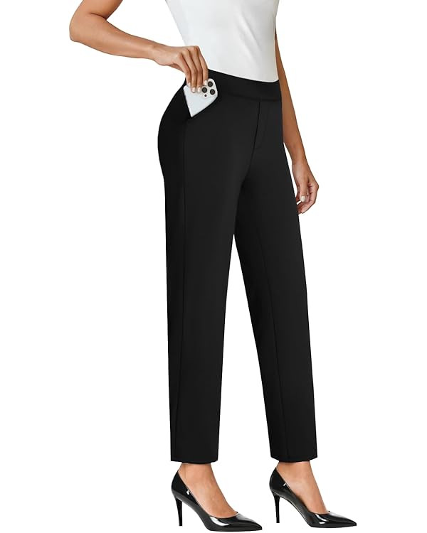 COPYLEAF Ankle Dress Pants Women High Waisted Work Travel Pants with Pockets Stretchy Business Ca... | Amazon (US)