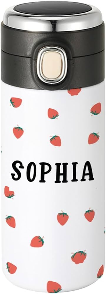 Andaz Press Personalized Kids Tumbler Strawberries Stainless Steel Water Bottle with Leakproof Fl... | Amazon (US)